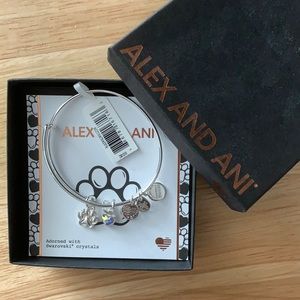 Alex and Ani Paw print bangle with swarovski